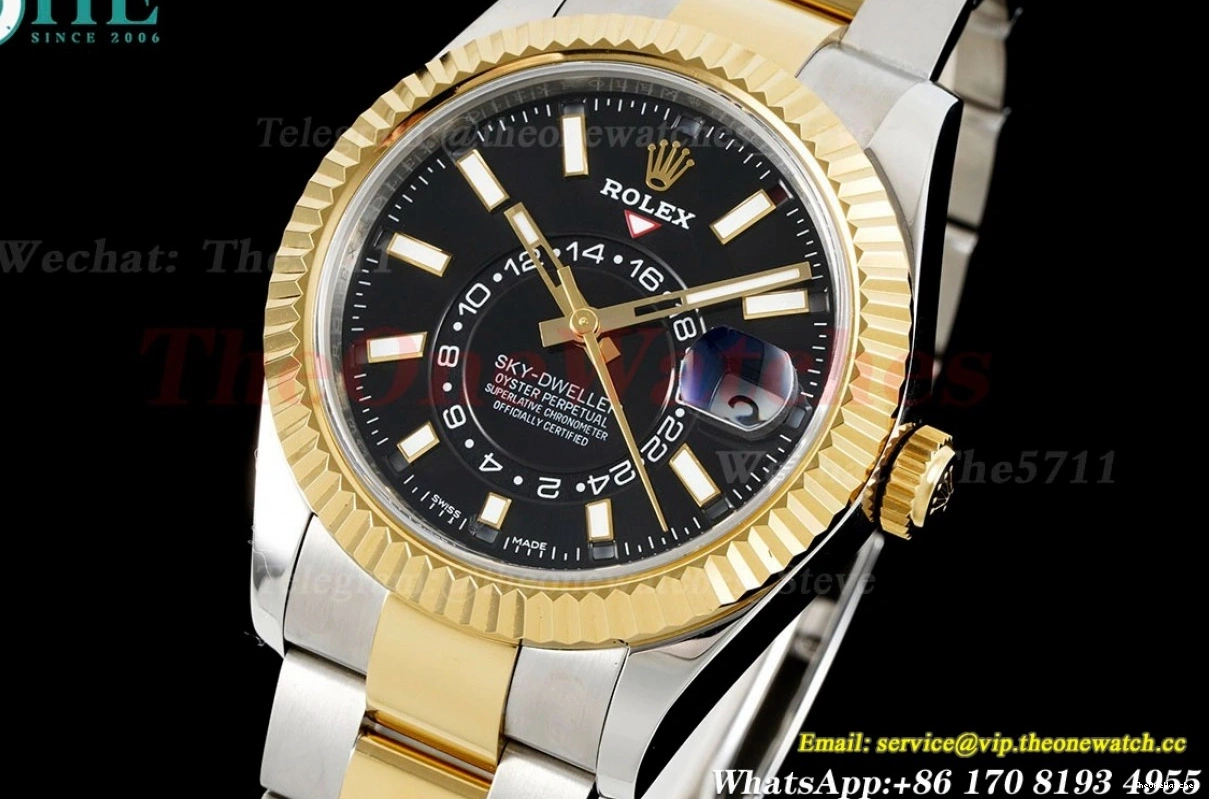 42mm SkyDweller A9001 326933  SS Oyster FNF Stk YG Black 0501